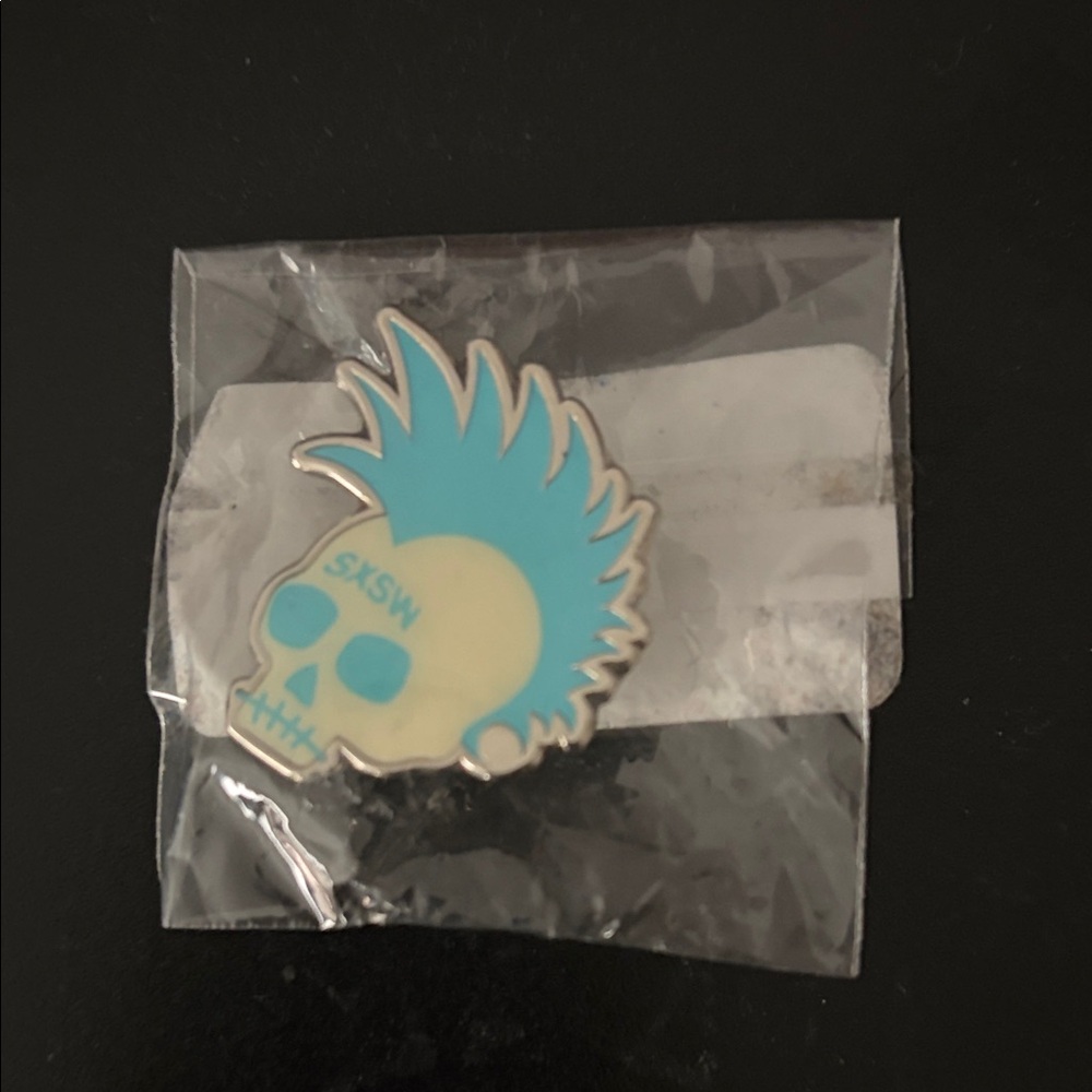 SXSW Austin Texas Blue and Cream Skull Pin